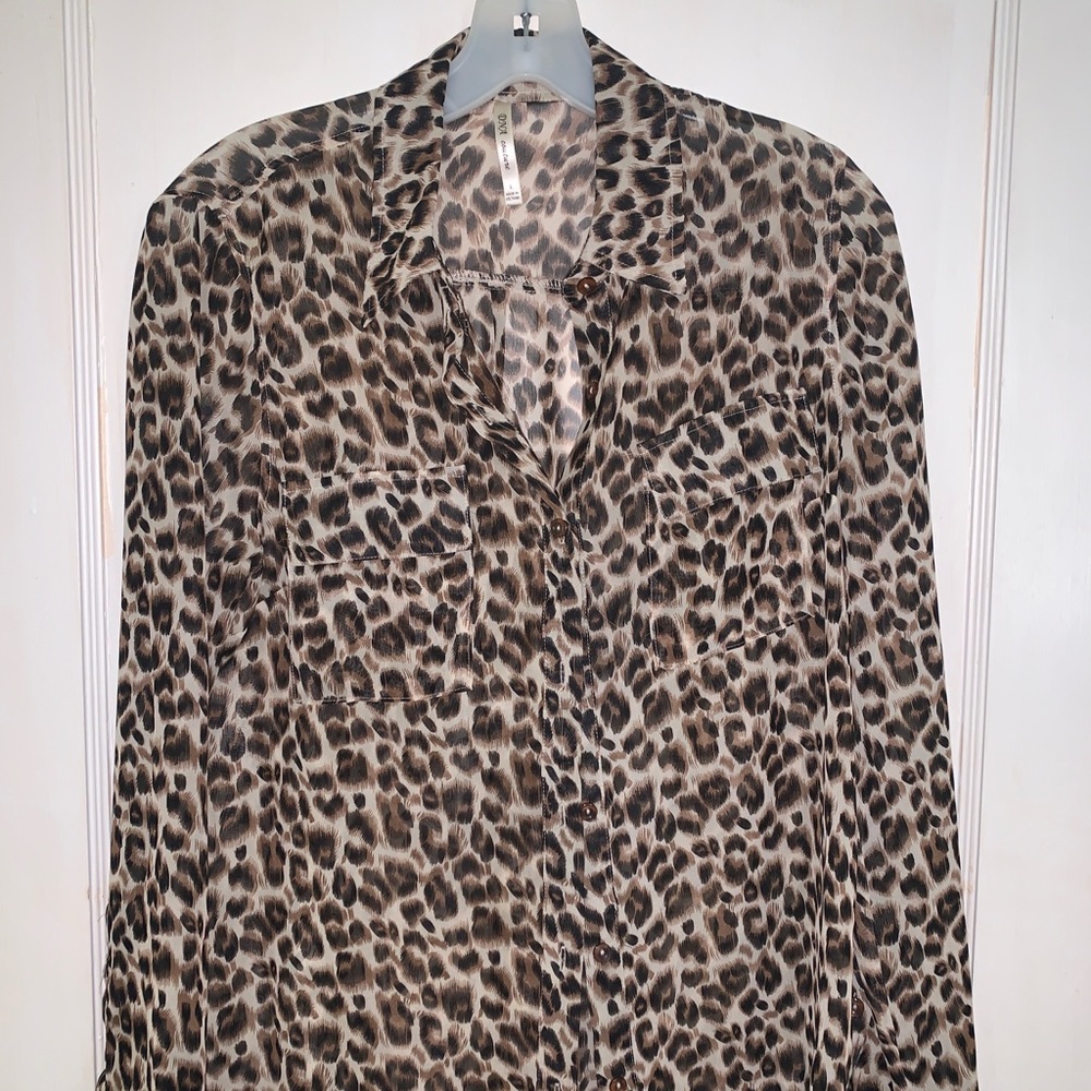 Button down cheetah top